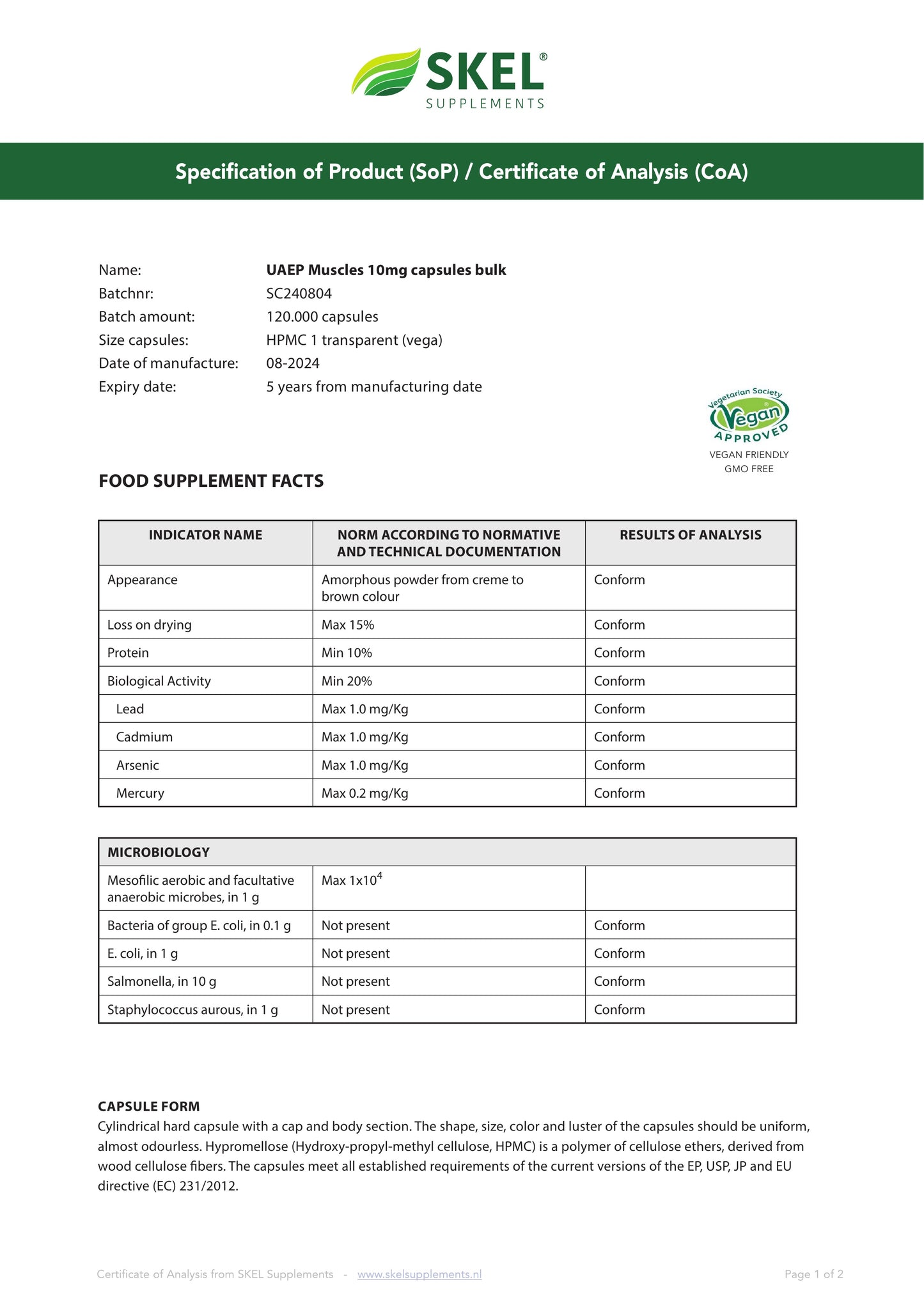 Muscle Bioregulator: 10mg Capsule