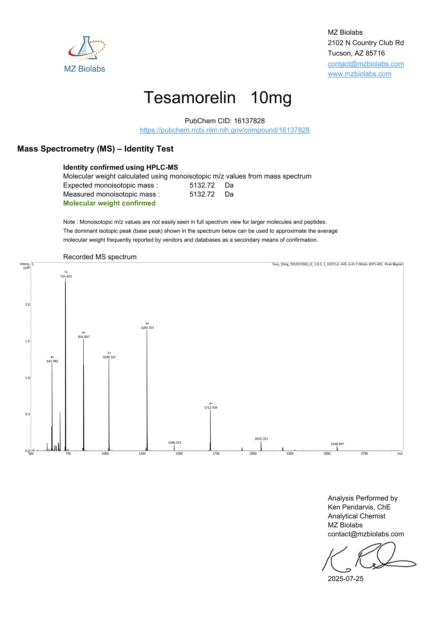 Tesamorelin, 10mg